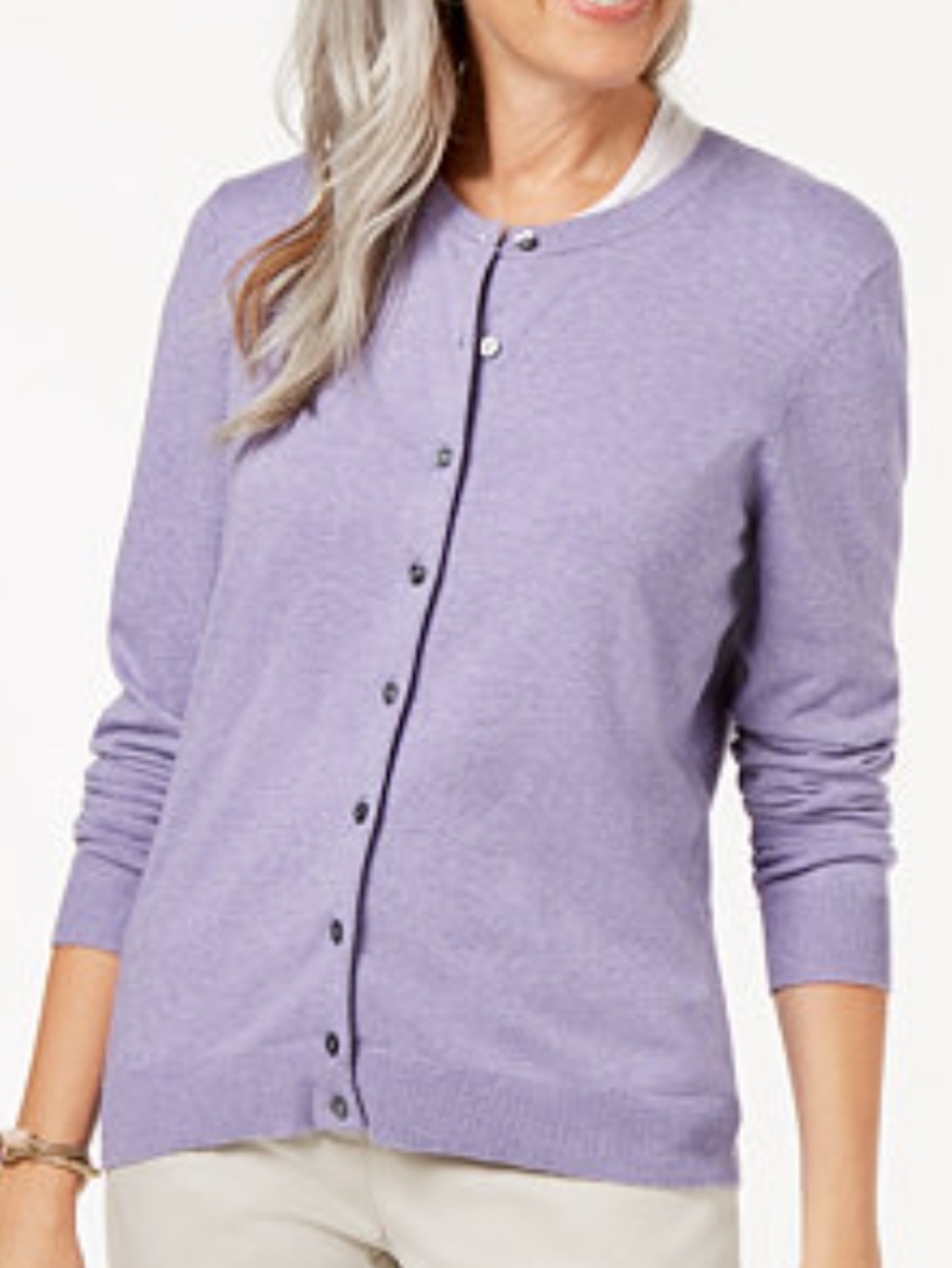 Nwt Karen Scott Soft Lilac Heather Jersey Cardigan Small